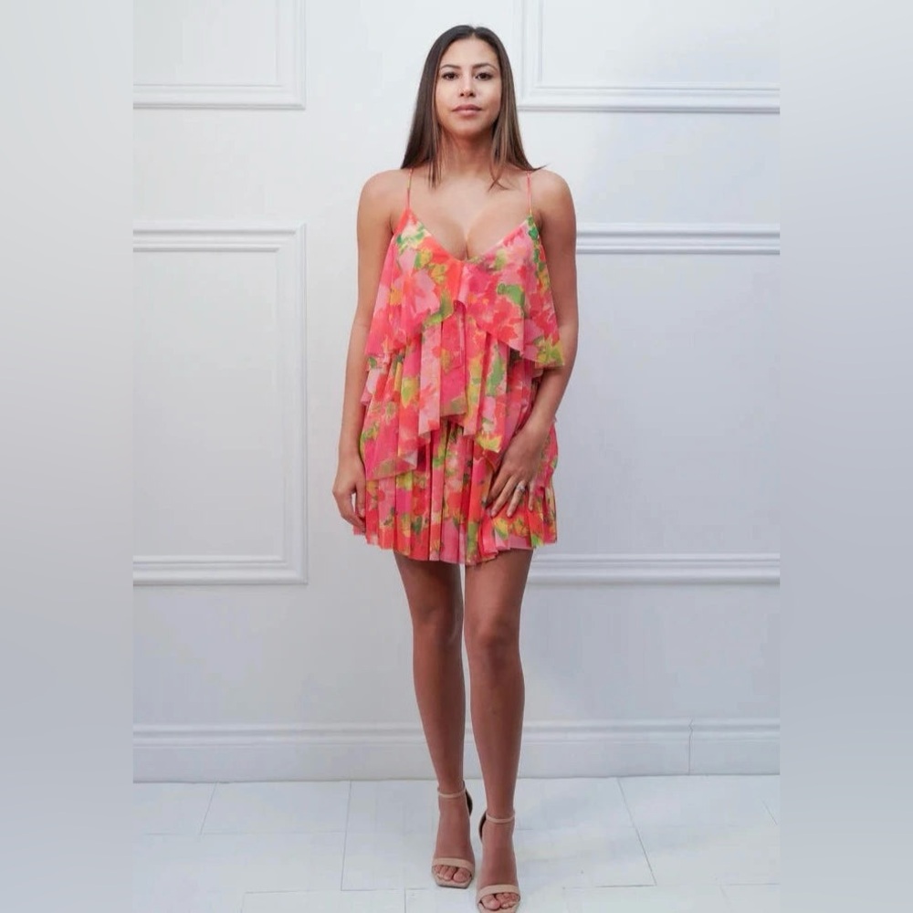 NWT ZARA printed Tulle Dress sz L - Picture 10 of 13
